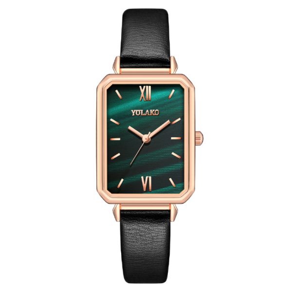 Square small green watch ladies watch female watch leather strap quartz watch - 图片 8