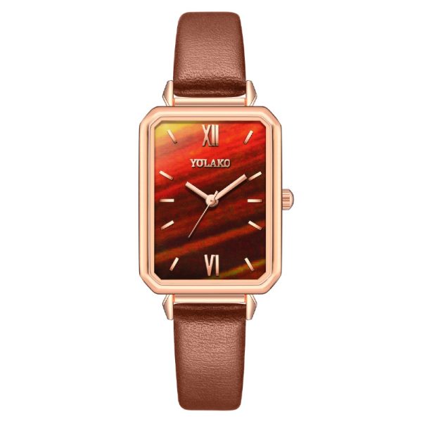 Square small green watch ladies watch female watch leather strap quartz watch - 图片 5
