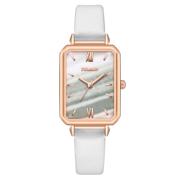 Square small green watch ladies watch female watch leather strap quartz watch - 图片 3