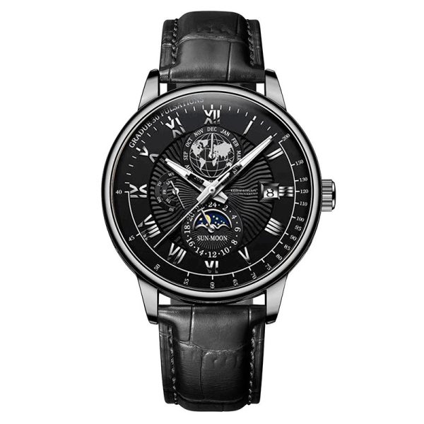New fashion hot sale three-eye calendar star and moon fashion men's watch - 图片 11