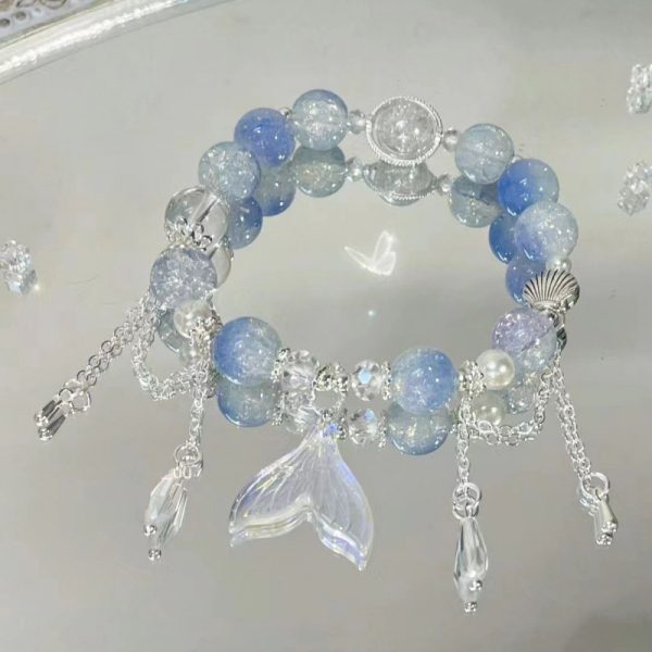 TikTok Internet Celebrity Cat's Eye Imitation Blue Moonlight Ins Niche Peace and Joy Pendant Bracelet Female Girlfriend Student Gift - 图片 59