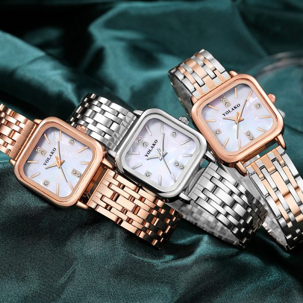New fashion square shell dial ladies watch women's watch steel strap women's watch - 图片 3