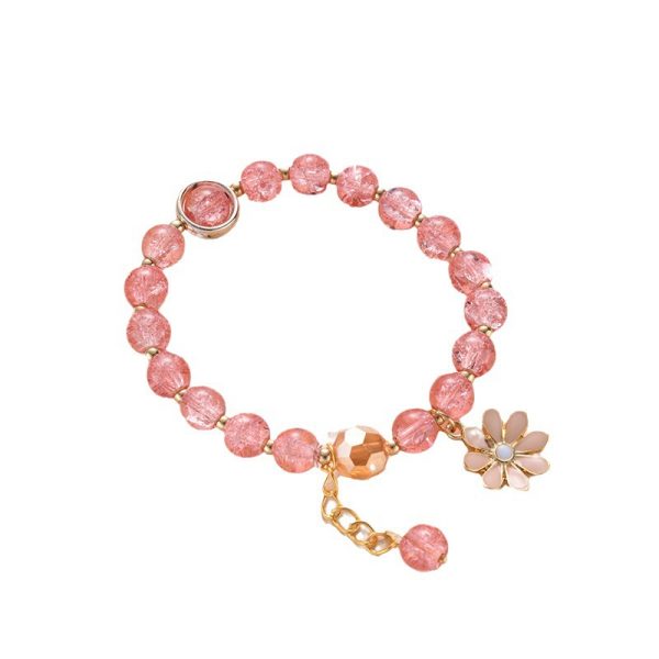 Daisy popcorn bracelet women's Joker upscale pink Crystal Sunflower Crystal bracelet - 图片 5