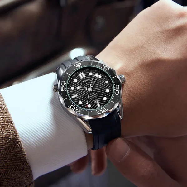 Fashion new men's watch men's watch silicone strap black men's watch - 图片 3