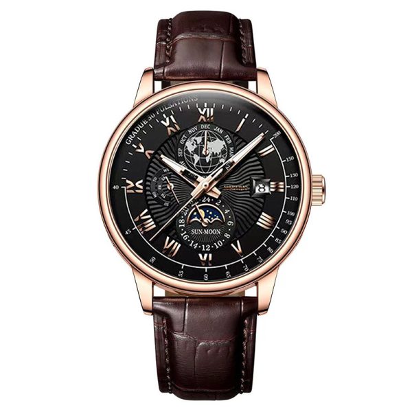 New fashion hot sale three-eye calendar star and moon fashion men's watch - 图片 7