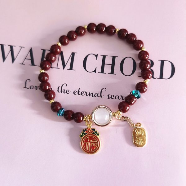 TikTok Internet Celebrity Cat's Eye Imitation Blue Moonlight Ins Niche Peace and Joy Pendant Bracelet Female Girlfriend Student Gift - 图片 56