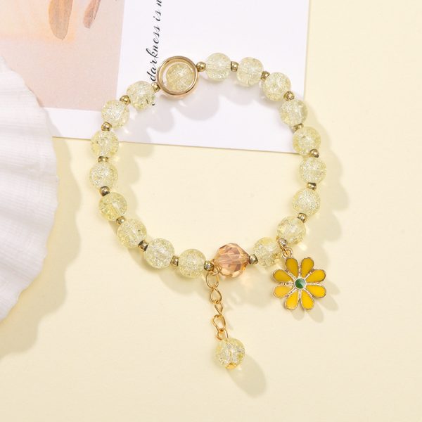 Daisy popcorn bracelet women's Joker upscale pink Crystal Sunflower Crystal bracelet - 图片 9