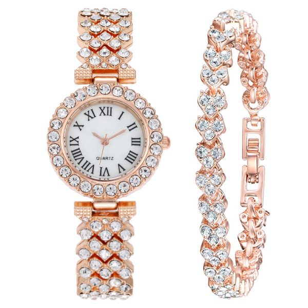Fashion diamond ladies watch female watch Roman quartz watch bracelet watch - 图片 7