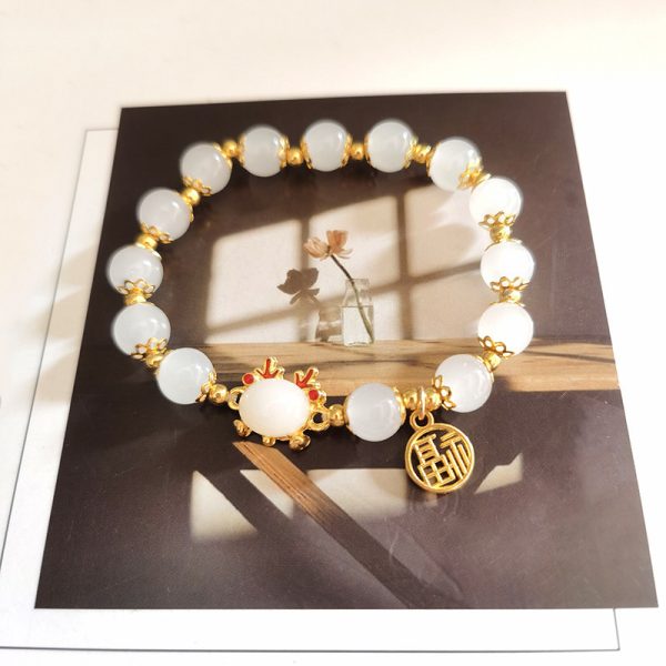 TikTok Internet Celebrity Cat's Eye Imitation Blue Moonlight Ins Niche Peace and Joy Pendant Bracelet Female Girlfriend Student Gift - 图片 24