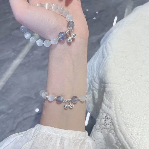 TikTok Internet Celebrity Cat's Eye Imitation Blue Moonlight Ins Niche Peace and Joy Pendant Bracelet Female Girlfriend Student Gift - 图片 36