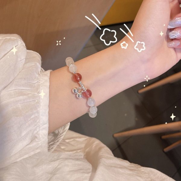TikTok Internet Celebrity Cat's Eye Imitation Blue Moonlight Ins Niche Peace and Joy Pendant Bracelet Female Girlfriend Student Gift - 图片 32