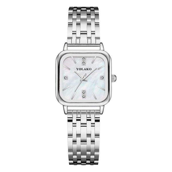 New fashion square shell dial ladies watch women's watch steel strap women's watch