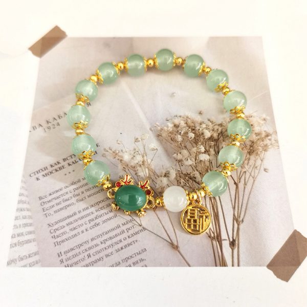TikTok Internet Celebrity Cat's Eye Imitation Blue Moonlight Ins Niche Peace and Joy Pendant Bracelet Female Girlfriend Student Gift - 图片 23