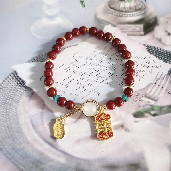 TikTok Internet Celebrity Cat's Eye Imitation Blue Moonlight Ins Niche Peace and Joy Pendant Bracelet Female Girlfriend Student Gift - 图片 61
