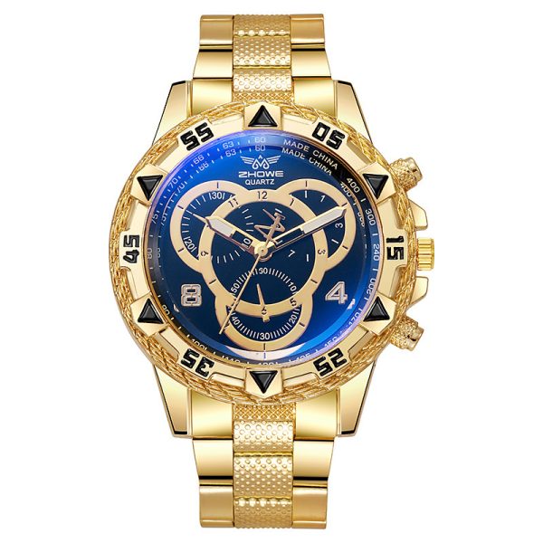 Fashion blue shiny dial men's watch men's watch quartz watch steel strap watch - 图片 5