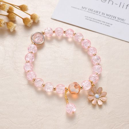 Daisy popcorn bracelet women's Joker upscale pink Crystal Sunflower Crystal bracelet