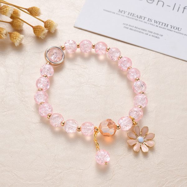 Daisy popcorn bracelet women's Joker upscale pink Crystal Sunflower Crystal bracelet