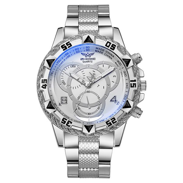 Fashion blue shiny dial men's watch men's watch quartz watch steel strap watch - 图片 4