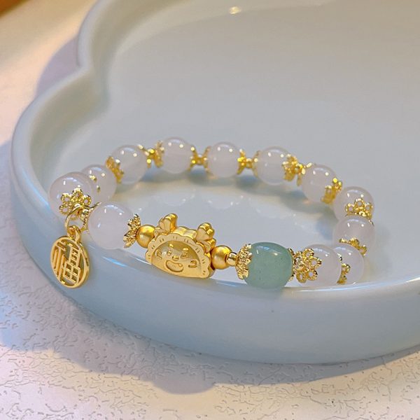TikTok Internet Celebrity Cat's Eye Imitation Blue Moonlight Ins Niche Peace and Joy Pendant Bracelet Female Girlfriend Student Gift - 图片 17