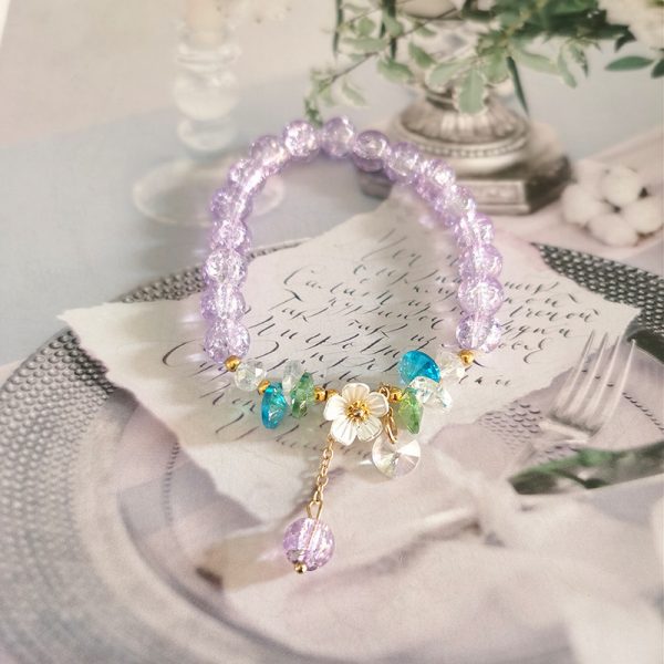 TikTok Internet Celebrity Cat's Eye Imitation Blue Moonlight Ins Niche Peace and Joy Pendant Bracelet Female Girlfriend Student Gift - 图片 31