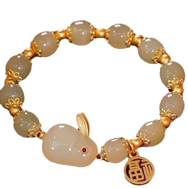 New Chinese Jade Rabbit Bracelet Women's Ins Niche Design High-value Student Bracelet Girlfriend Antique Birthday Gift - 图片 5