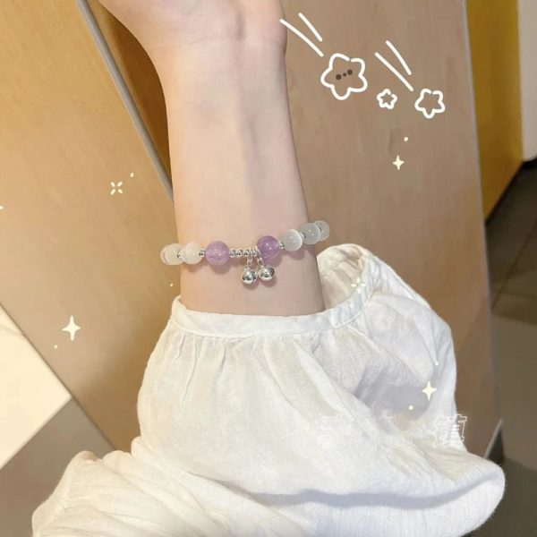 TikTok Internet Celebrity Cat's Eye Imitation Blue Moonlight Ins Niche Peace and Joy Pendant Bracelet Female Girlfriend Student Gift - 图片 33