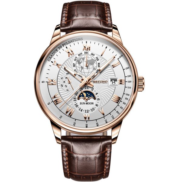 New fashion hot sale three-eye calendar star and moon fashion men's watch - 图片 5