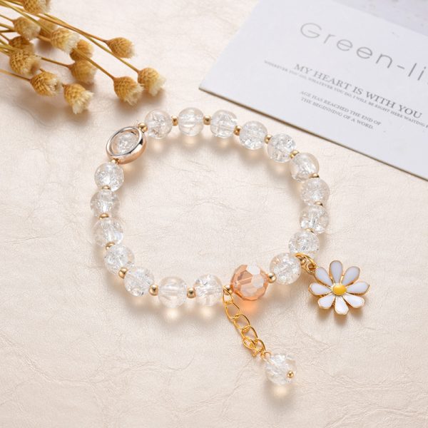 Daisy popcorn bracelet women's Joker upscale pink Crystal Sunflower Crystal bracelet - 图片 6