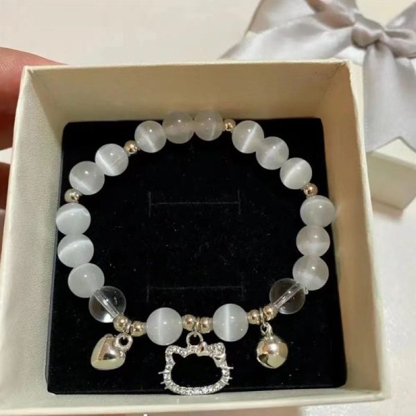 TikTok Internet Celebrity Cat's Eye Imitation Blue Moonlight Ins Niche Peace and Joy Pendant Bracelet Female Girlfriend Student Gift - 图片 9