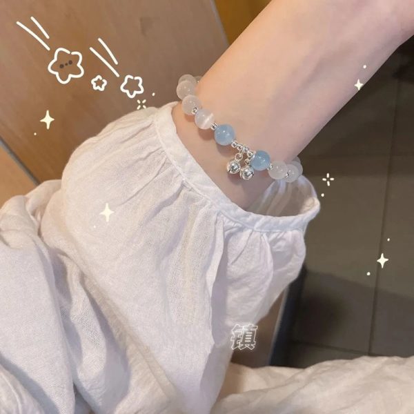TikTok Internet Celebrity Cat's Eye Imitation Blue Moonlight Ins Niche Peace and Joy Pendant Bracelet Female Girlfriend Student Gift - 图片 34