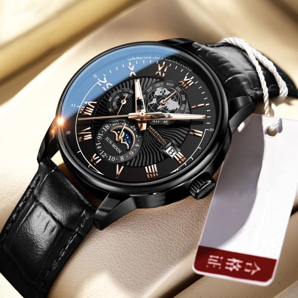 New fashion hot sale three-eye calendar star and moon fashion men's watch - 图片 3