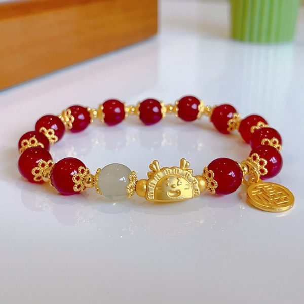 TikTok Internet Celebrity Cat's Eye Imitation Blue Moonlight Ins Niche Peace and Joy Pendant Bracelet Female Girlfriend Student Gift - 图片 16