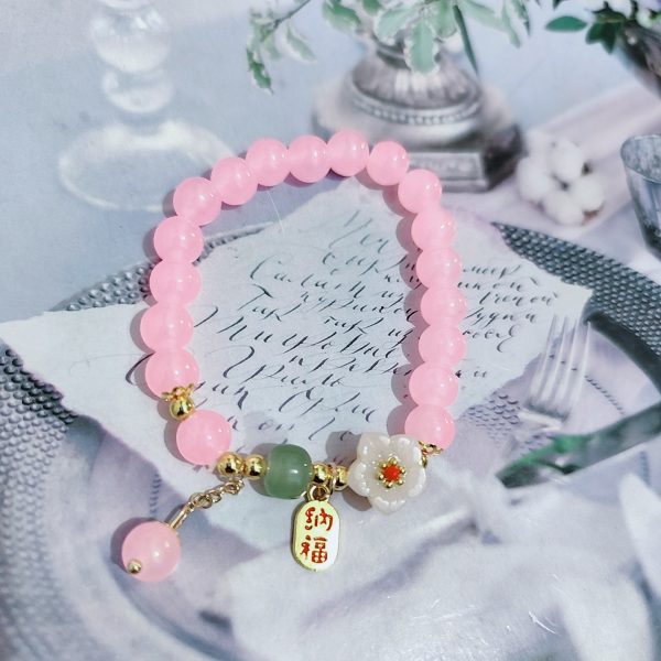TikTok Internet Celebrity Cat's Eye Imitation Blue Moonlight Ins Niche Peace and Joy Pendant Bracelet Female Girlfriend Student Gift - 图片 62