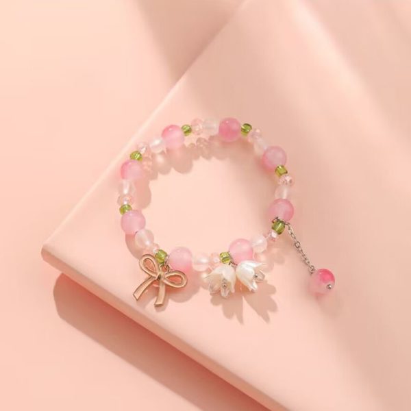 TikTok Internet Celebrity Cat's Eye Imitation Blue Moonlight Ins Niche Peace and Joy Pendant Bracelet Female Girlfriend Student Gift - 图片 48