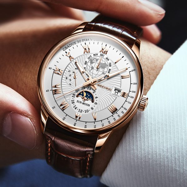 New fashion hot sale three-eye calendar star and moon fashion men's watch