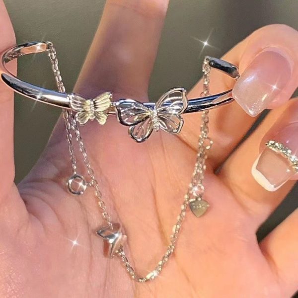 TikTok Internet Celebrity Cat's Eye Imitation Blue Moonlight Ins Niche Peace and Joy Pendant Bracelet Female Girlfriend Student Gift - 图片 72