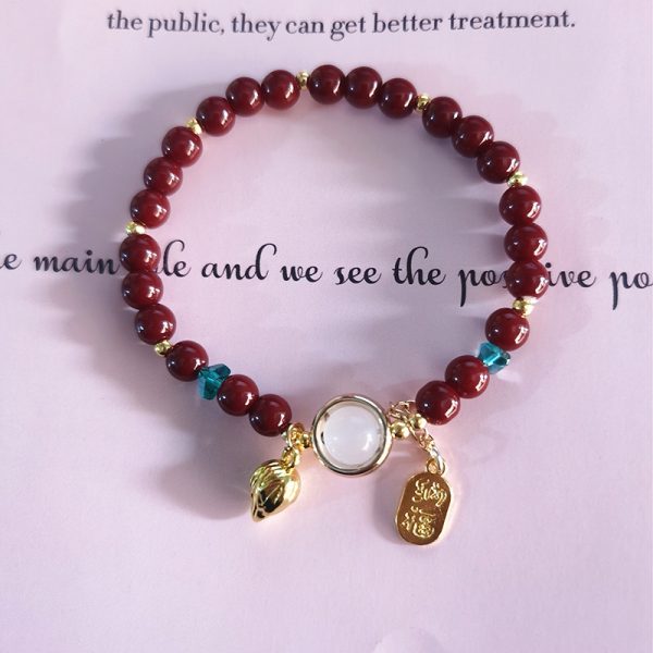 TikTok Internet Celebrity Cat's Eye Imitation Blue Moonlight Ins Niche Peace and Joy Pendant Bracelet Female Girlfriend Student Gift - 图片 54