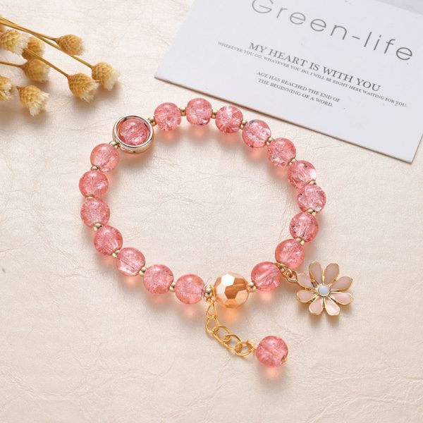 Daisy popcorn bracelet women's Joker upscale pink Crystal Sunflower Crystal bracelet - 图片 7