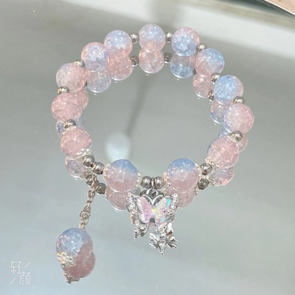 TikTok Internet Celebrity Cat's Eye Imitation Blue Moonlight Ins Niche Peace and Joy Pendant Bracelet Female Girlfriend Student Gift - 图片 12