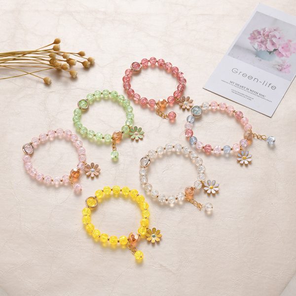 Daisy popcorn bracelet women's Joker upscale pink Crystal Sunflower Crystal bracelet - 图片 2