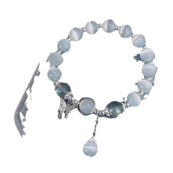 TikTok Internet Celebrity Cat's Eye Imitation Blue Moonlight Ins Niche Peace and Joy Pendant Bracelet Female Girlfriend Student Gift - 图片 5
