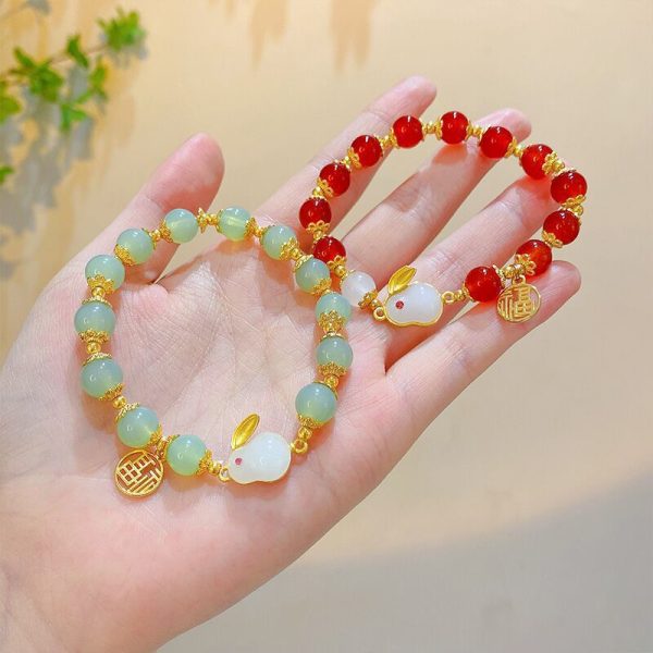 New Chinese Jade Rabbit Bracelet Women's Ins Niche Design High-value Student Bracelet Girlfriend Antique Birthday Gift - 图片 4