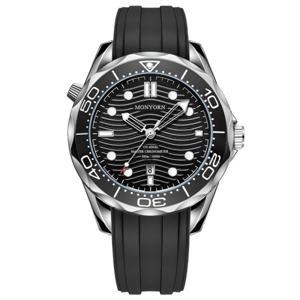 Fashion new men's watch men's watch silicone strap black men's watch - 图片 6