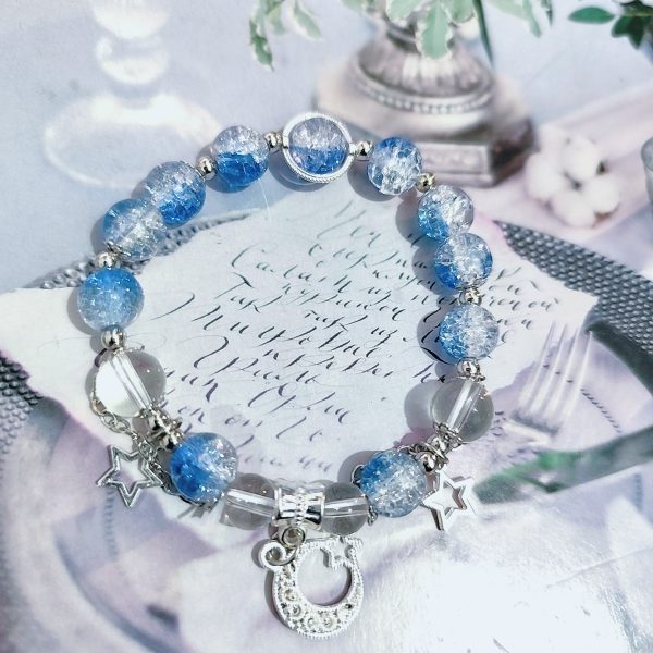 TikTok Internet Celebrity Cat's Eye Imitation Blue Moonlight Ins Niche Peace and Joy Pendant Bracelet Female Girlfriend Student Gift - 图片 82