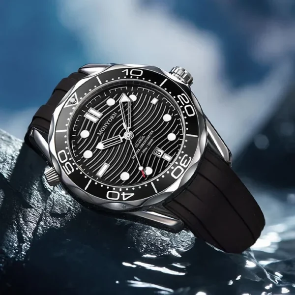 Fashion new men's watch men's watch silicone strap black men's watch - 图片 2