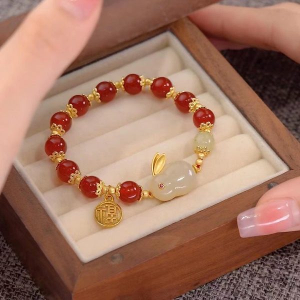 New Chinese Jade Rabbit Bracelet Women's Ins Niche Design High-value Student Bracelet Girlfriend Antique Birthday Gift - 图片 2
