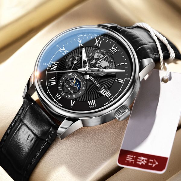 New fashion hot sale three-eye calendar star and moon fashion men's watch - 图片 4
