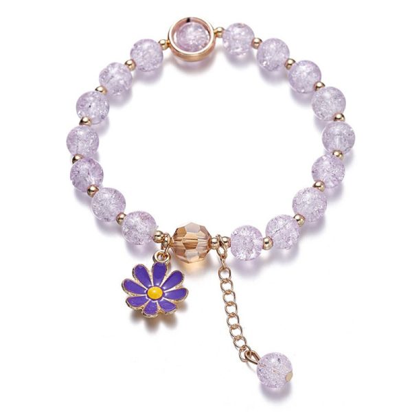 Daisy popcorn bracelet women's Joker upscale pink Crystal Sunflower Crystal bracelet - 图片 12