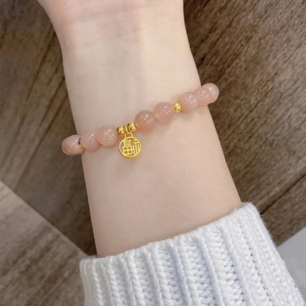 TikTok Internet Celebrity Cat's Eye Imitation Blue Moonlight Ins Niche Peace and Joy Pendant Bracelet Female Girlfriend Student Gift - 图片 40
