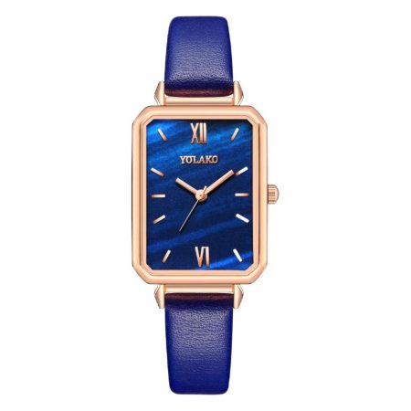 Square small green watch ladies watch female watch leather strap quartz watch